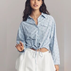 NWT Anthropologie Maeve Sz XS Cinched-Waist Buttondown Shirt